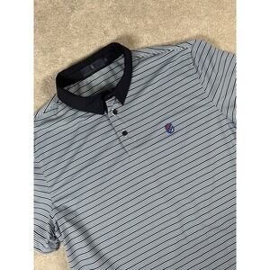 Extracurricular Golf Performance Polo Shirt Men's Size Large Blue Striped Logo